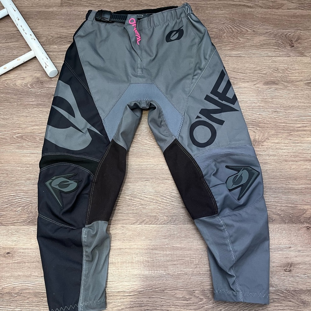 Oneal Element Youth Motocross Pants pink and gray Girls Size 8/10 Dirt Bike